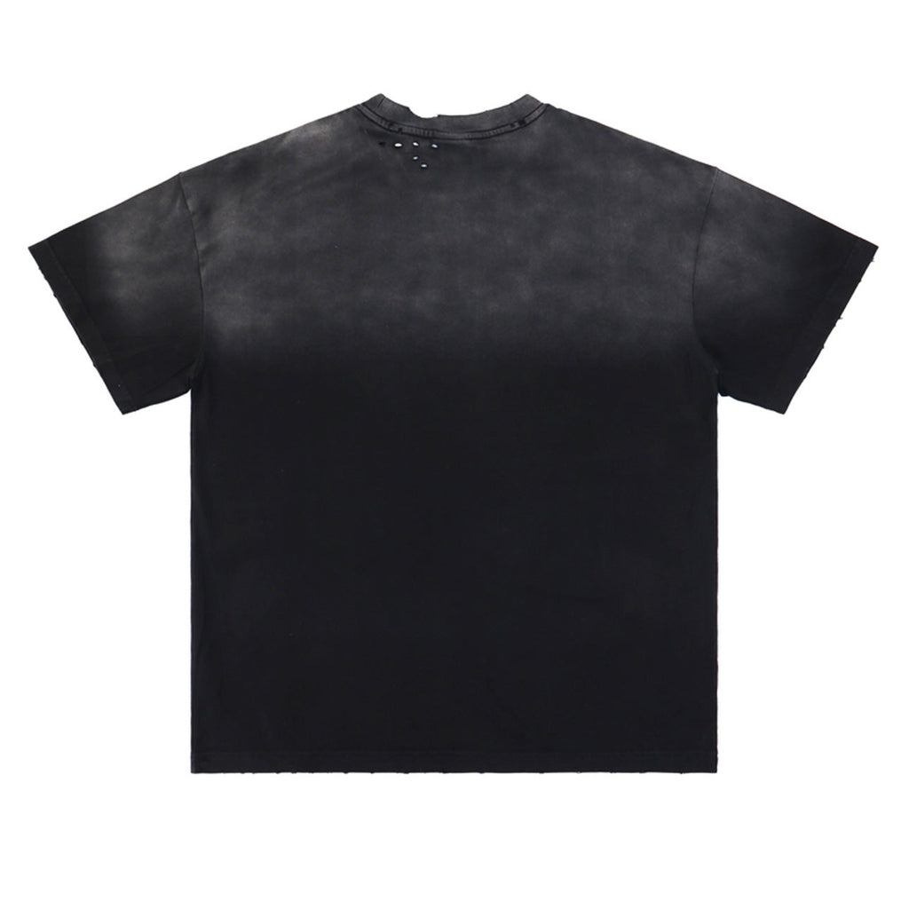 Letter Print Distressed T-shirt