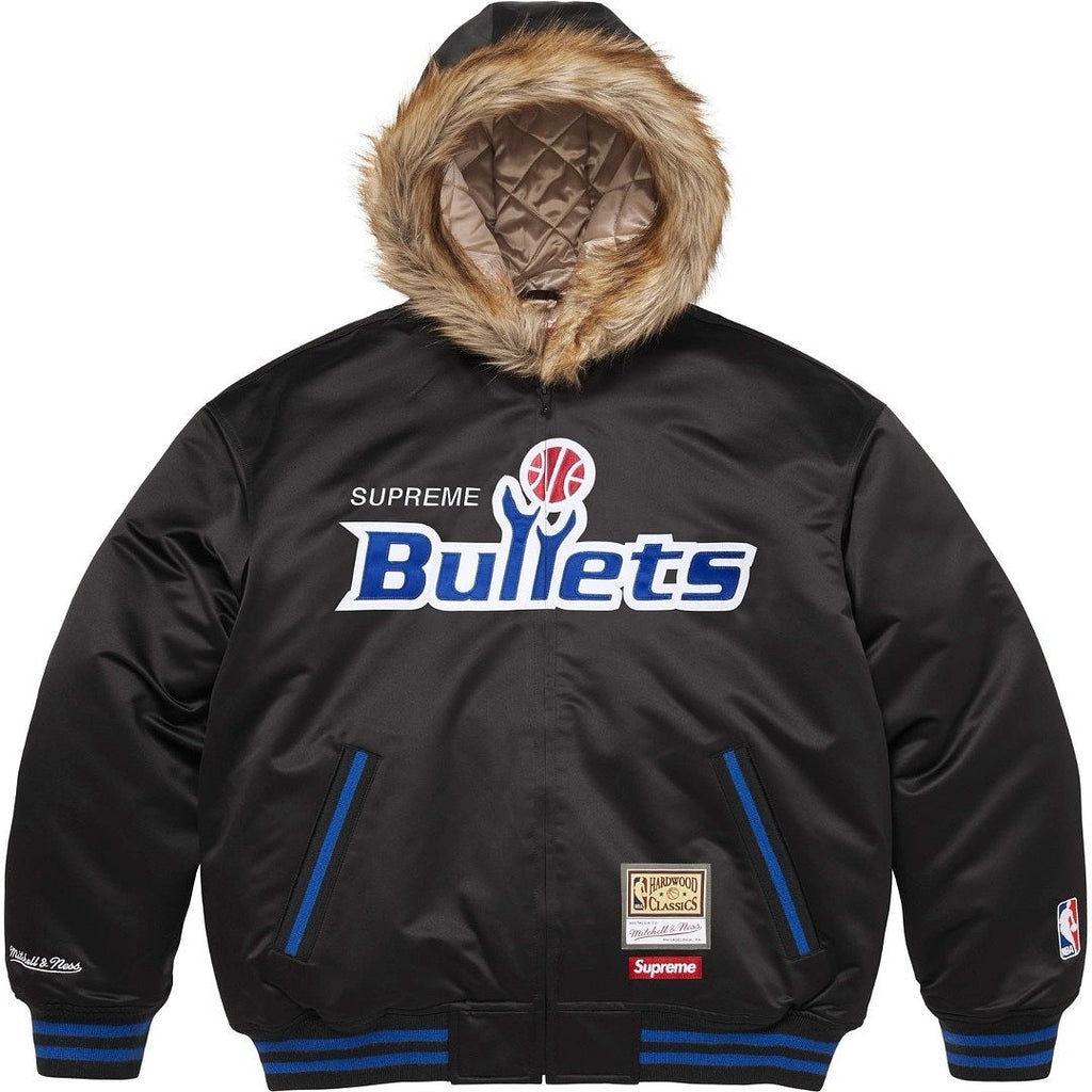 Supreme M & N Teams Hooded Satin Varsity Jacket